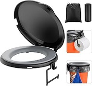 Portable Toilet Seat for 5 Gal Buckets, Camping Toilet Seat with Lid, Soft Cushion Toilet Seat with 