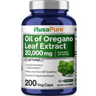 Oregano Oil Extract 20000mg | 200 Veggie Capsules | Naturally Occurring Carvacrol | Powder, Non-GMO 