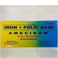 AMECIRON/ FORALIVIT 100 Tablets (Ferrous + Folic)