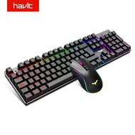 Havit Gaming Mechanical Keyboard and Moe Combo 4800DPI 7 Buon Moe Wired Blue Switch 104 Keys Rainbow Backlit Keyboards