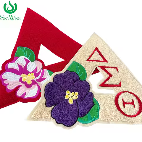 Chenille Delta Sigma Theta Triangle Patch Delta Sorority African Violet Embroidered Iron on Patch fo