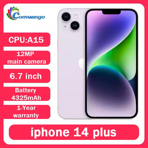 Original Apple iPhone 14 Plus 128GB/256GB Cellphone ROM 6GB RAM 6.7" 1Entity SIM OLED Face ID NFC A1