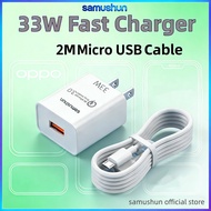 Samushun OPPO 33W Fast Charger Micro USB Data Cable 1M 2M Fast Charging Set Compatible with OPPO A93