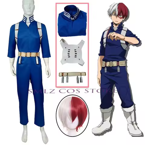 Todoroki Shoto Anime Cosplay Costume Jumpsuits Straps Prop Belt Wig Set Halloween Party Play Clothin