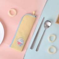 蠟筆小新不鏽鋼隨行餐具組 巧克比-含收納袋、湯匙、筷子