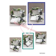 gubahan frame mas kahwin w/o bekas rantai tangan (whitegreysilver)