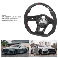 พวงมาลัยคาร์บอนไฟเบอร์หนังแบบมีรูพรุนเหมาะสำหรับ B9 S4 S5 RS3 RS4 RS5 2017 +