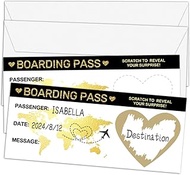 Qoamp Surprise Reveal Foil Boarding Pass(2 Set), 3.5"x8" Golden Travel Ticket Gift for Holiday Birth
