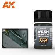 AK INTERACTIVE DIAROMA WHETHERING AK070 ENAMEL WASH BROWN BLUE FOR PANZER GREY VEHICLES 35ML