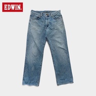 กางเกงยีนส์มือสอง Edwin รุ่น 505X ริมแดง ป้ายส้ม เอว 34 ยาว 41 ปลายขา 9 สภาพดี เฟดสวย
