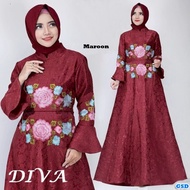 Baju Gamis Wanita / Dress Muslim Motif Bunga Bordir / Baju Pesta