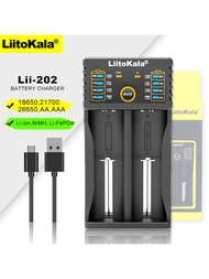 Liitokala Lii-202 多功能充電器,適用於 18650/18350/18500/26700/26650/21700/aa/aaa Ni-mh/ni-cd/li-ion/lifepo4 電池