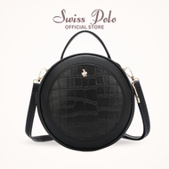 SWISS POLO Ladies PVC Leather Adjustable Shoulder Strap Sling Bag - Multi Colour HFF 985 - Black HFF