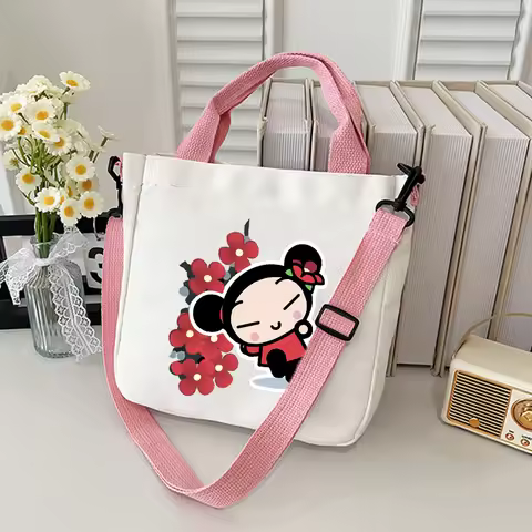 P-Pucca and Garu Canvas Shoulder Bag anime cute WOMEN Crossbody Bags lady Probable Sports Large Hand