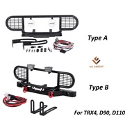 Camel Trophy Front Bumper D90 D110 with Led Light 1/10 RC Car Crawler