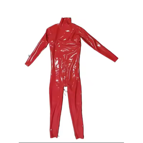 Men's latex jumpsuit, customized 0.4 crotch chain pants