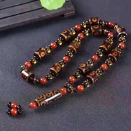 Tibetan Agate 9-eye Dzi bead necklace - T0315