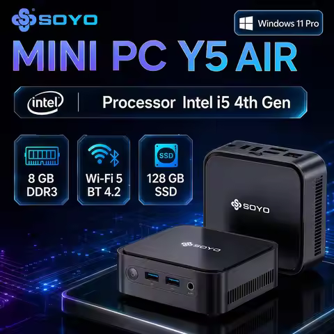 SOYO Mini PC Y5 AIR Intel Core I5 4250U 8GB RAM 128GB ROM Windows 11 Pro WiFi BT4.2 Office Desktop C