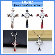 1Pcs Metal Cross Exorcism St Benedict Cross Crucifixion Pendant DIY Handmade