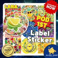 【OLIGEI SHOP】LANA POD 1ST GEM CARTOON FRUIT STICKERS 2.5CM - 8.5CM DISPOSABLE LABELS STATIONERY 80PC
