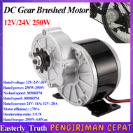 MY1016Z DC Gear Brushed Motor 12V 24V 250W Brushed Permanent Magnet DC Gear Motor Electric Bike Bicycle Tricycle Ebike Belt Motor Big Torque