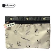 【LeSportsac】拉鏈收納包：Snoopy-白