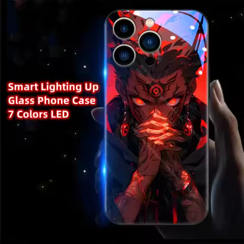 Anime Jujutsu Role Smart LED Light Glow Tempered Glass Phone Case For Huawei Pura 80 70 Ultra P70 P6