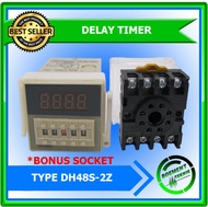 TIMER DIGITAL OMRON DH48S-2Z TIME DELAY RELAY 220V DAN SOCKET BASE