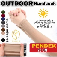 HS7429 PENDEK Outdoor Sport Unisex Black White Sarung Lengan Separuh 28CM Handsock Muslim