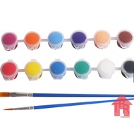S1NI! Set Cat - Akrilik Untuk Prakarya Tanah Liat - 12warna + 2kuas - DPK