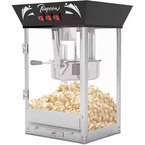 Vintage Popcorn Machine 12oz Popper Stainless-Steel Kettle Warming Light Makes Up to 60 Cups Ideal f