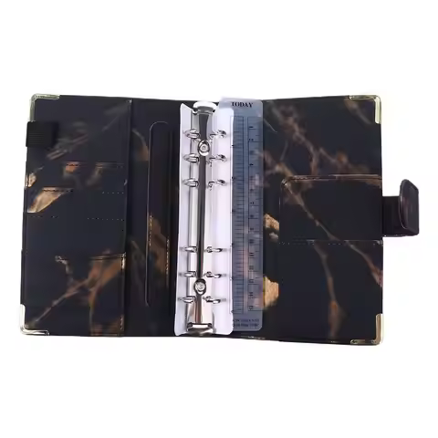 A6 Notebook for Budgeting Zipper Envelope Budget Planner Marble Notebook Notebook Binder 6 Ring Bind