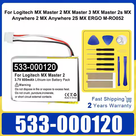Battery 600mAh 533-000120 for Logitech MX Master 2 MX Master 3 MX Master 2s MX Anywhere 2 MX Anywher