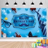 Happy Father's Day Backdrop Banner Blue Heart Gift Fathers Day Decorations for Fathers Day Photograp