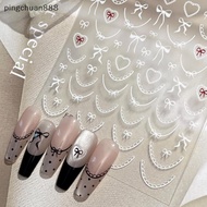 pingchuan888 1 Sheet Bowknot 3D Nails Stickers Love Heart Romantic Nail Art Manicure Decal French Na