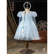 DeerBell Girls Elsa Princess Dress Summer Dress Frozen Elsa Dress Elsa Birthday Children Dress