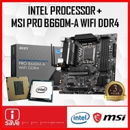 MSI PRO B660M-A WIFI DDR4 B660M LGA1700 Motherboard + Intel 12TH / 13TH GEN CORE I3 / I5 / I7 / I9 C