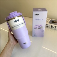 TYESO NEW CAP แก้วน้ำหูหิ้ว สแตนเลส 304 ขนาด 600-1200ml ฝาคลิกเปิดง่าย ถอดล้างได้ มีให้เลือก 5สี