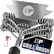 KP Grill Brush for Outdoor Grill–3 in 1 Safe Grill Cleaner Brush & Grill Scraper –No Bristles BBQ Br