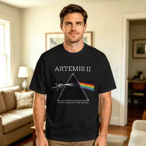 Artemis II Dark Side of The Moon T-Shirt Summer Trending T Shirts Men Pure Cotton O Neck Plus Size T