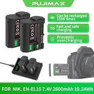 PUJIMAX EN-EL15 Battery 2600mAh Rechargeable Camera Battery for Nikon D850 D750 D810 Z6 Z7 Camera