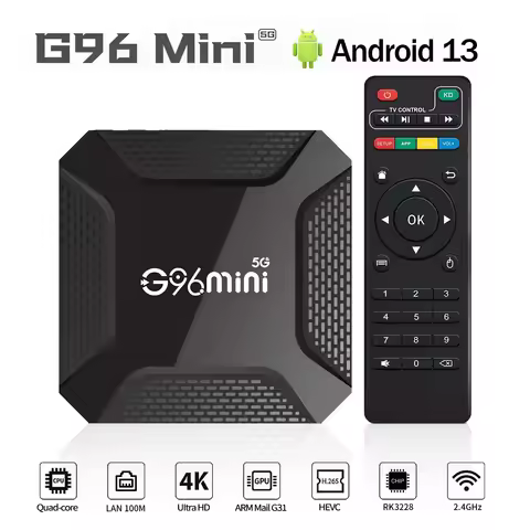Smart TV Box Google Android13 HDR 4K H2.65 G96 Mini RK3228 Mail G31 4-Core 2GB16GB 2.4G Wifi LAN 100