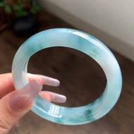 冰種翡翠天然翡翠玉鐲A玉手鐲 玉鈪 • 冰種藍飄花翡翠福鐲