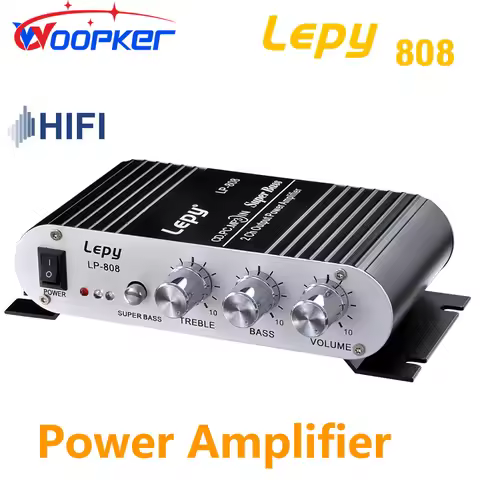 Lepy lp-808 HIFI Power Amplifier High Quality RCA Input/Output RMS 20W*2 Treble/Low/Balance/Volume C