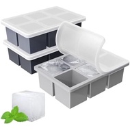 Large Ice Cube Tray for Whiskey: FDDBI Silicone Ice Cube Trays with Lid - 2Pack Big Square Old Fashi