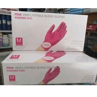 Pink vinyl/nitrile blend gloves powder free (Medium)