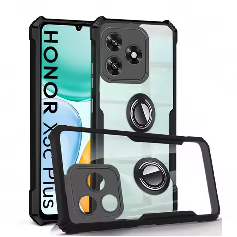 For Honor X5c Plus Case Acrylic Ring Holder Stand Back Cover HonorX5c HonorX5cPlus X5cPlus X5 C 4G T