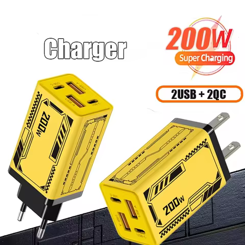 Gan 200W Multi Port Charger With Dual Pd And Dual Typec Charging Head Suitable For Huawei Iphone Cha