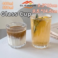 [SG] 550ML Glass Cup Glass Wide Mouth Cup High Borosilicate Glass Cup Striped Transparent Cup Coffee