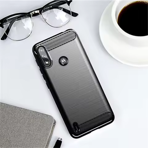For Motorola Moto E7i Power Case Rubber Silicone Carbon Fiber Cover For Motorola E7i E7 Power Back C